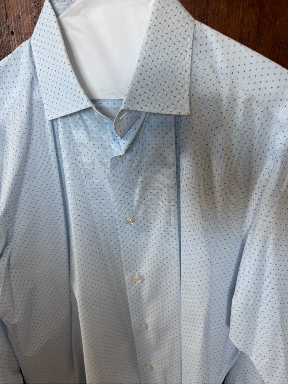 CAMESSI Men's Light Blue Micro Dot Dress Shirt